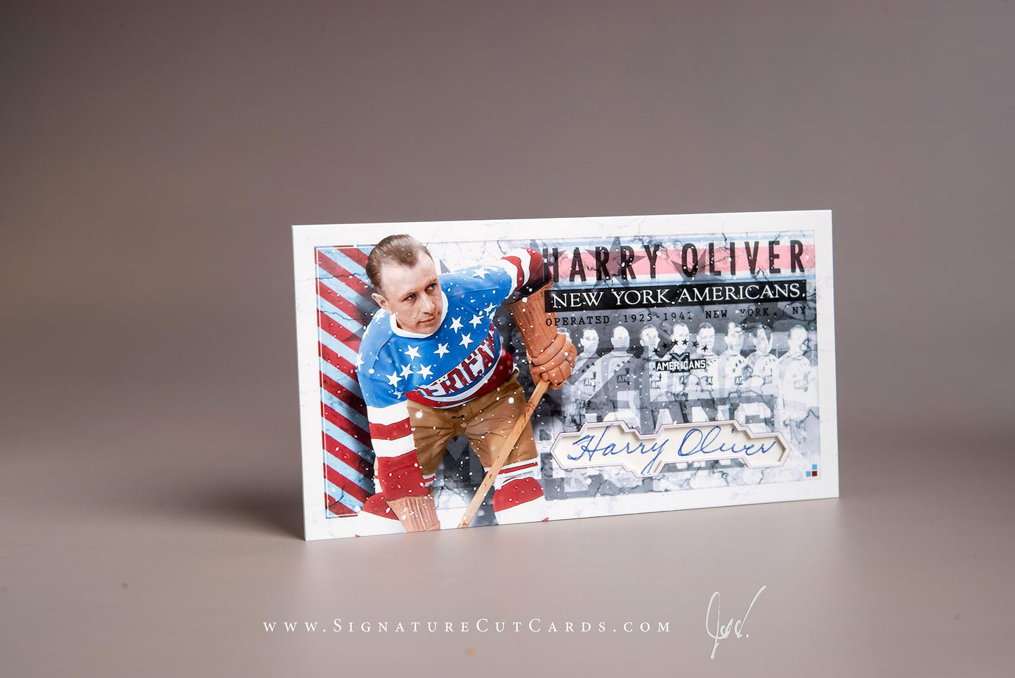 Harry Oliver New York Americans Signature Cut Tallboy Card Autograph