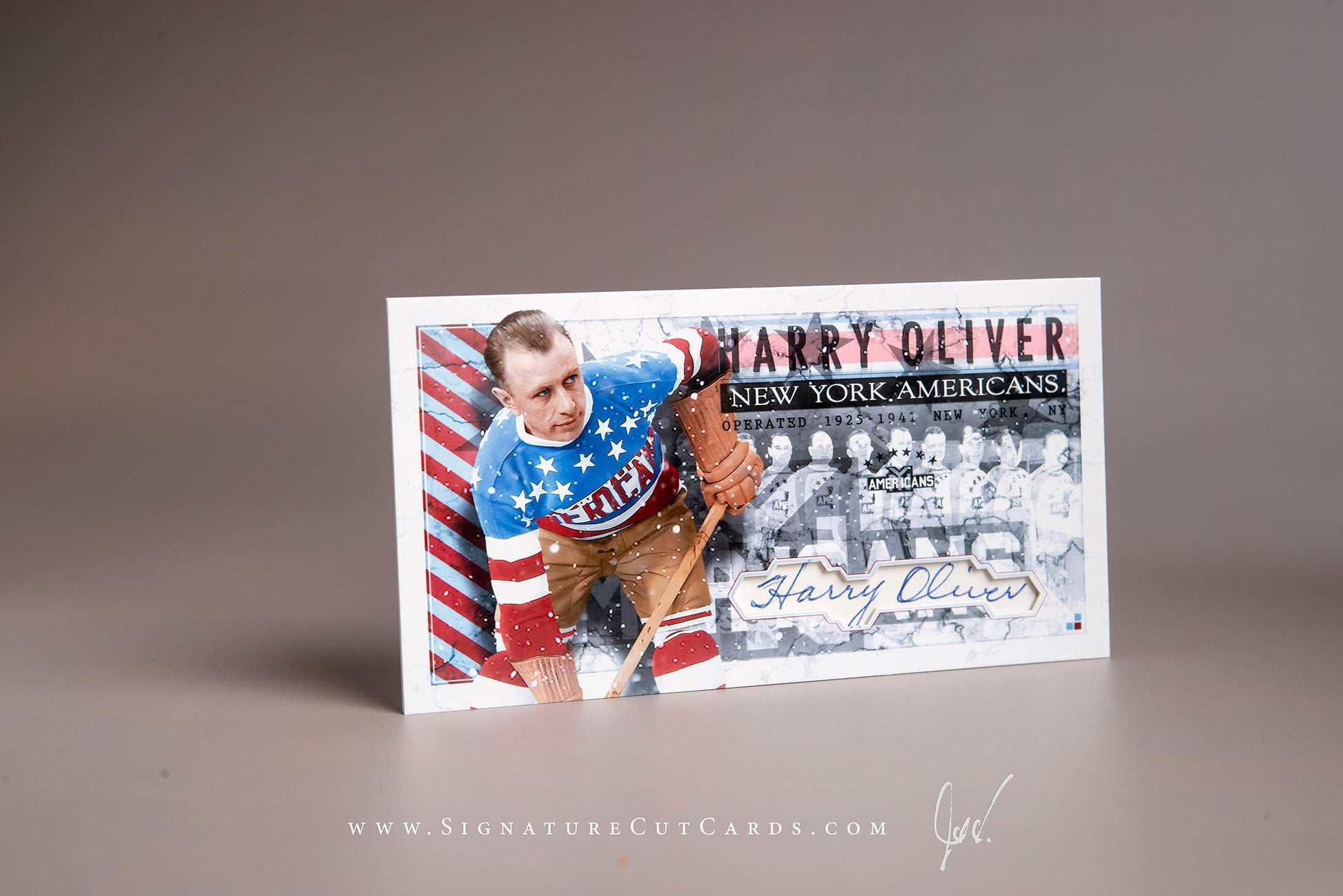 Harry Oliver New York Americans Signature Cut Tallboy Card Autograph