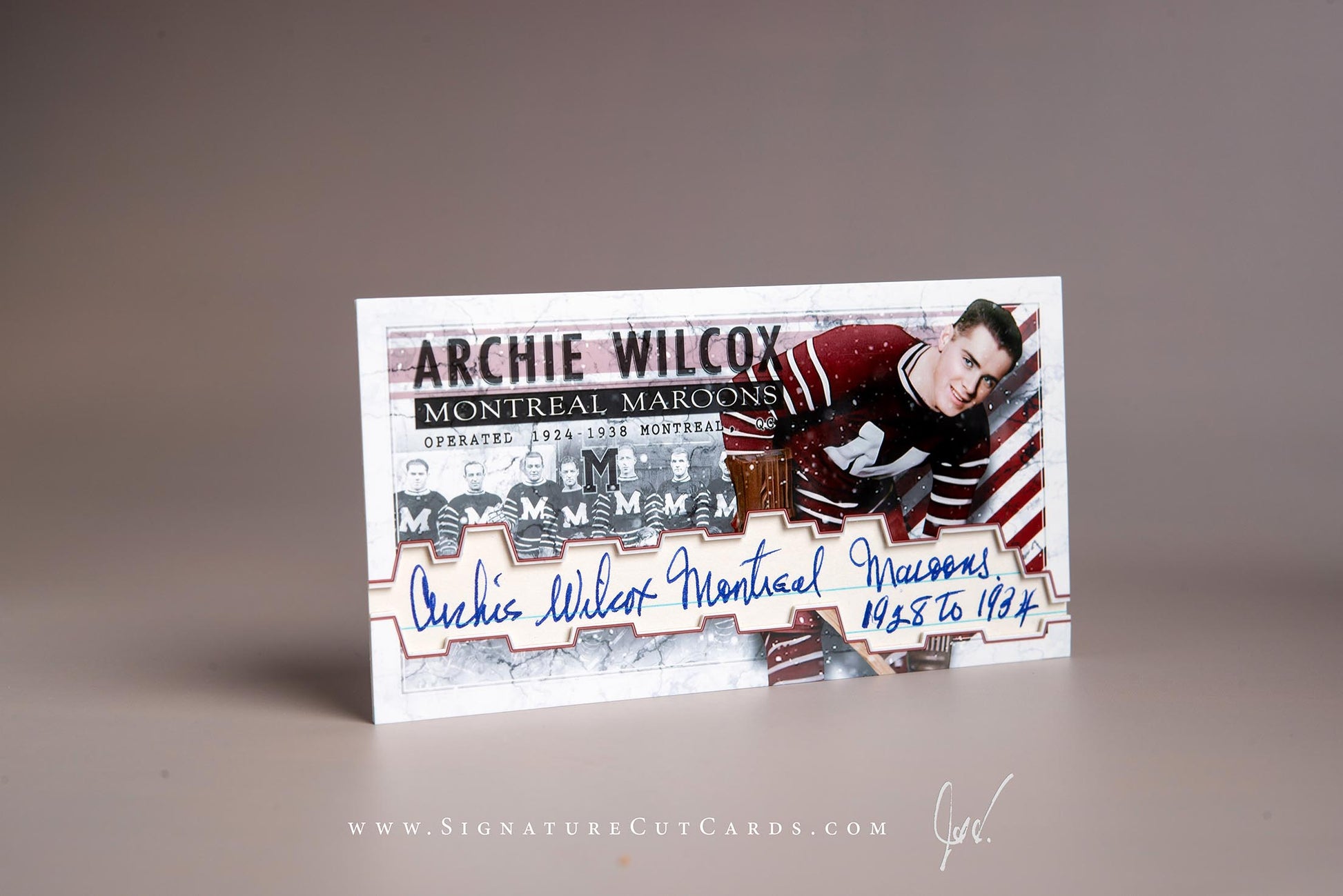 Archie Wilcox Montreal Maroons Signature Cut Tallboy Card Autograph