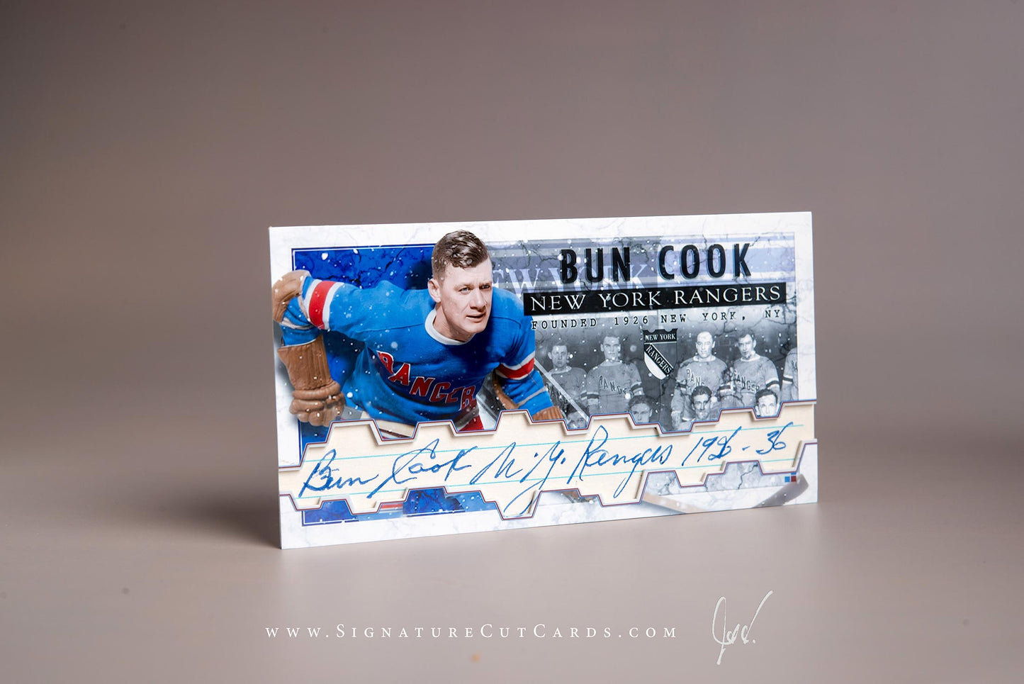 Bun Cook New York Rangers Signature Cut Tallboy Card Autograph