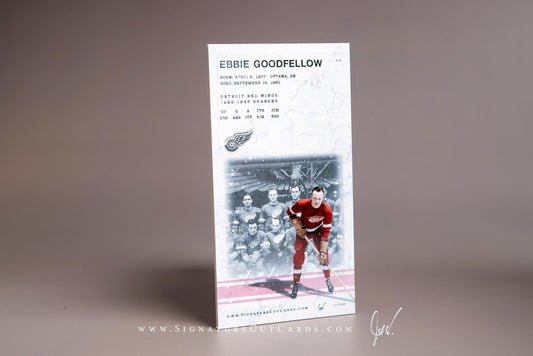 Ebbie Goodfellow Detroit Red Wings Signature Cut Tallboy Card Back