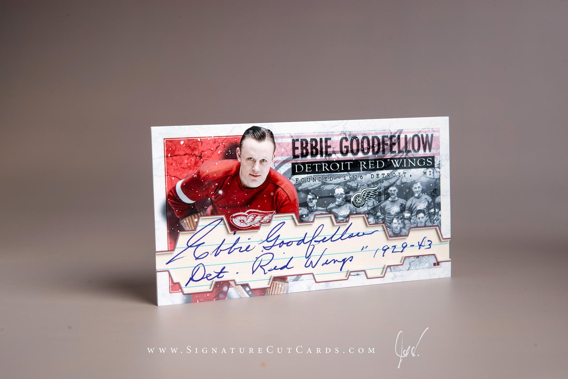 Ebbie Goodfellow Detroit Red Wings Signature Cut Tallboy Card Autograph