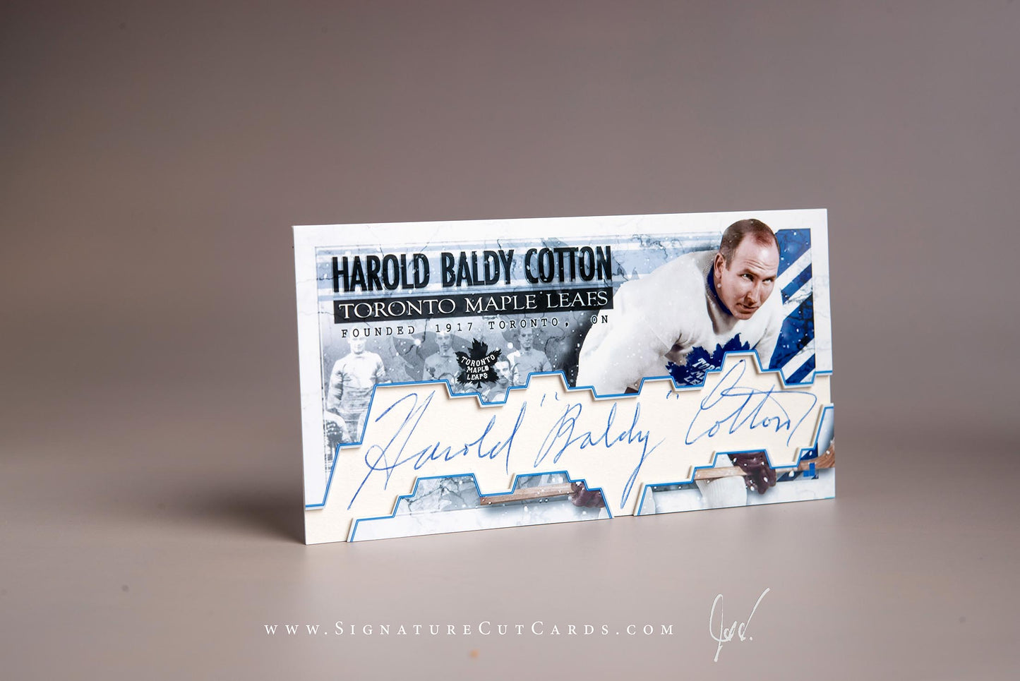 Harold Baldy Cotton Toronto Maple Leafs Signature Cut Tallboy Card Autograph