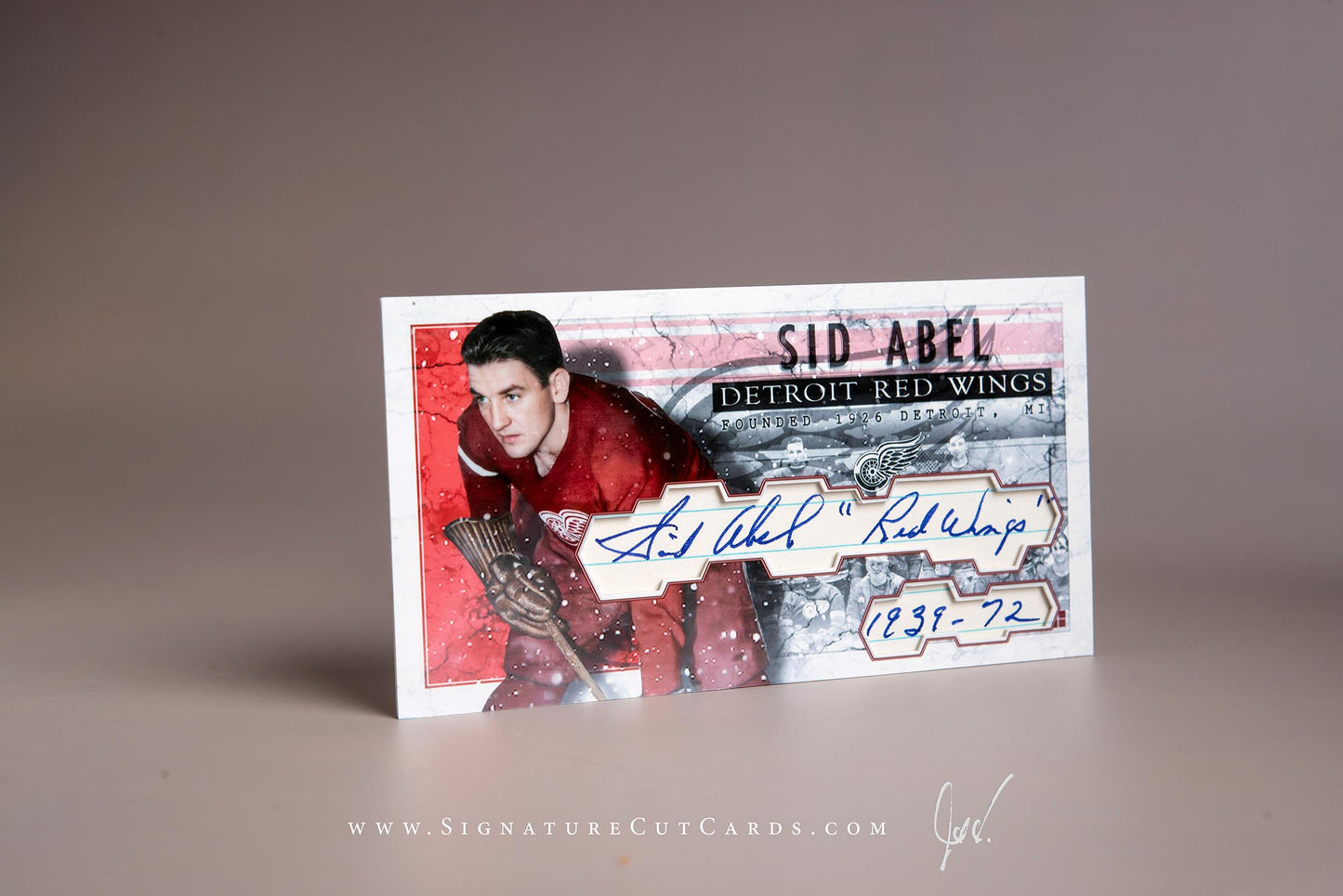 Sid Abel Detroit Red Wings Signature Cut Tallboy Card Autograph