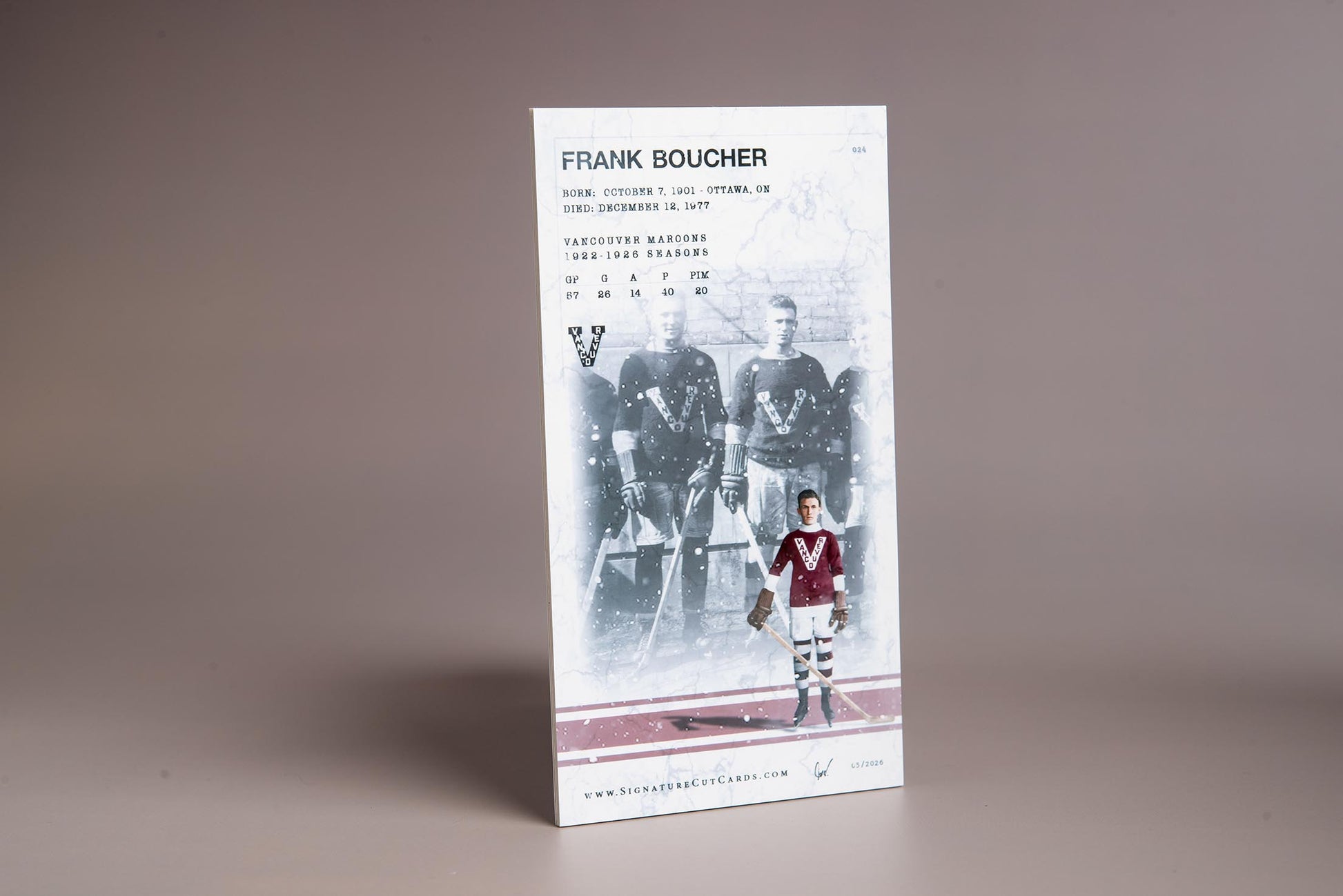 Frank Boucher Vancouver Maroons Signature Cut Tallboy Card Back