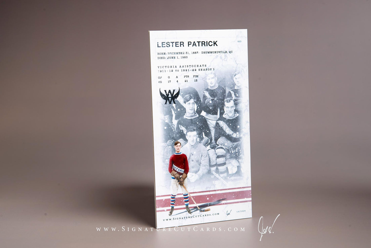 Lester Patrick Victoria Aristocrats Signature Cut Tallboy Card Back