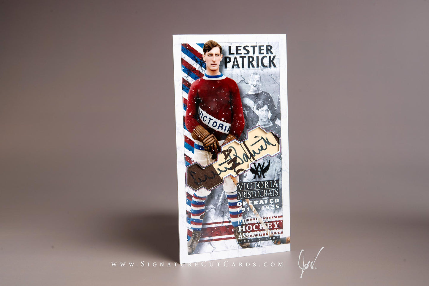 Lester Patrick Victoria Aristocrats Signature Cut Tallboy Card Autograph
