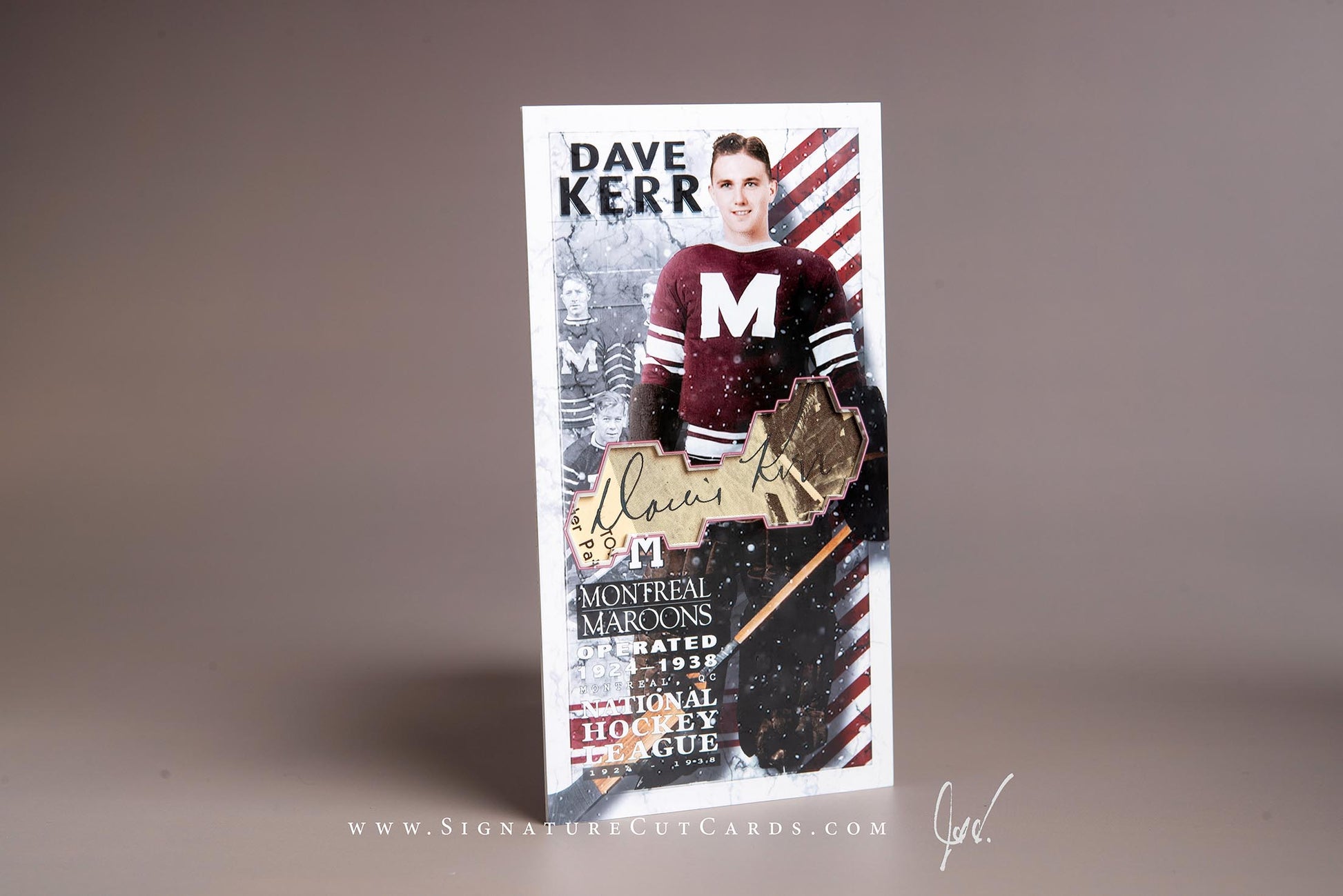 Dave Kerr Montreal Maroons Signature Cut Tallboy Card Autograph