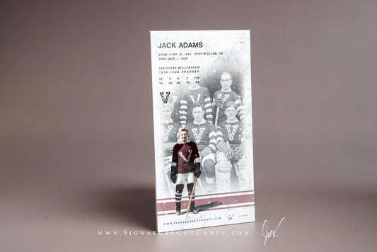 Jack Adams Vancouver Milionaires Signature Cut Tallboy Card Back