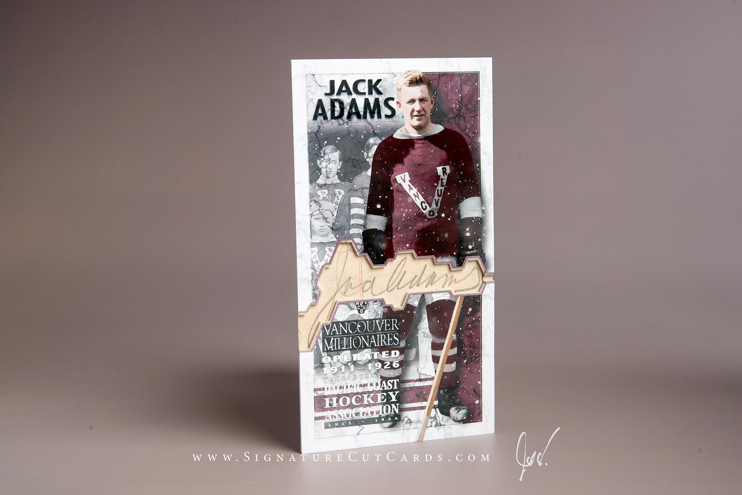 Jack Adams Vancouver Milionaires Signature Cut Tallboy Card Autograph
