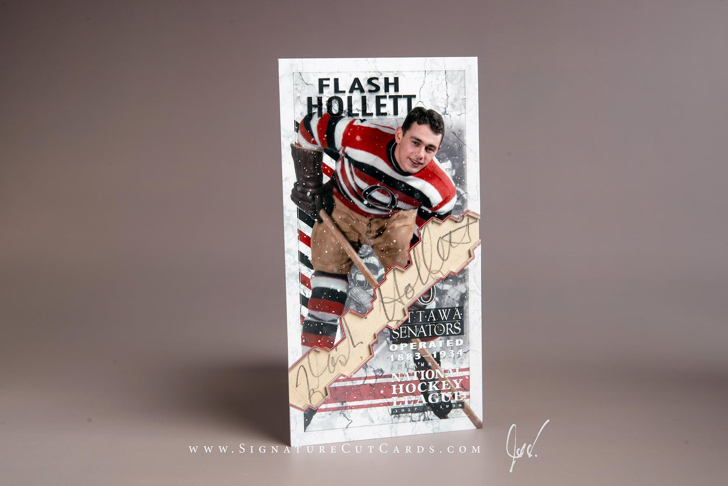Flash Hollett Ottawa Senators Signature Cut Tallboy Card Autograph