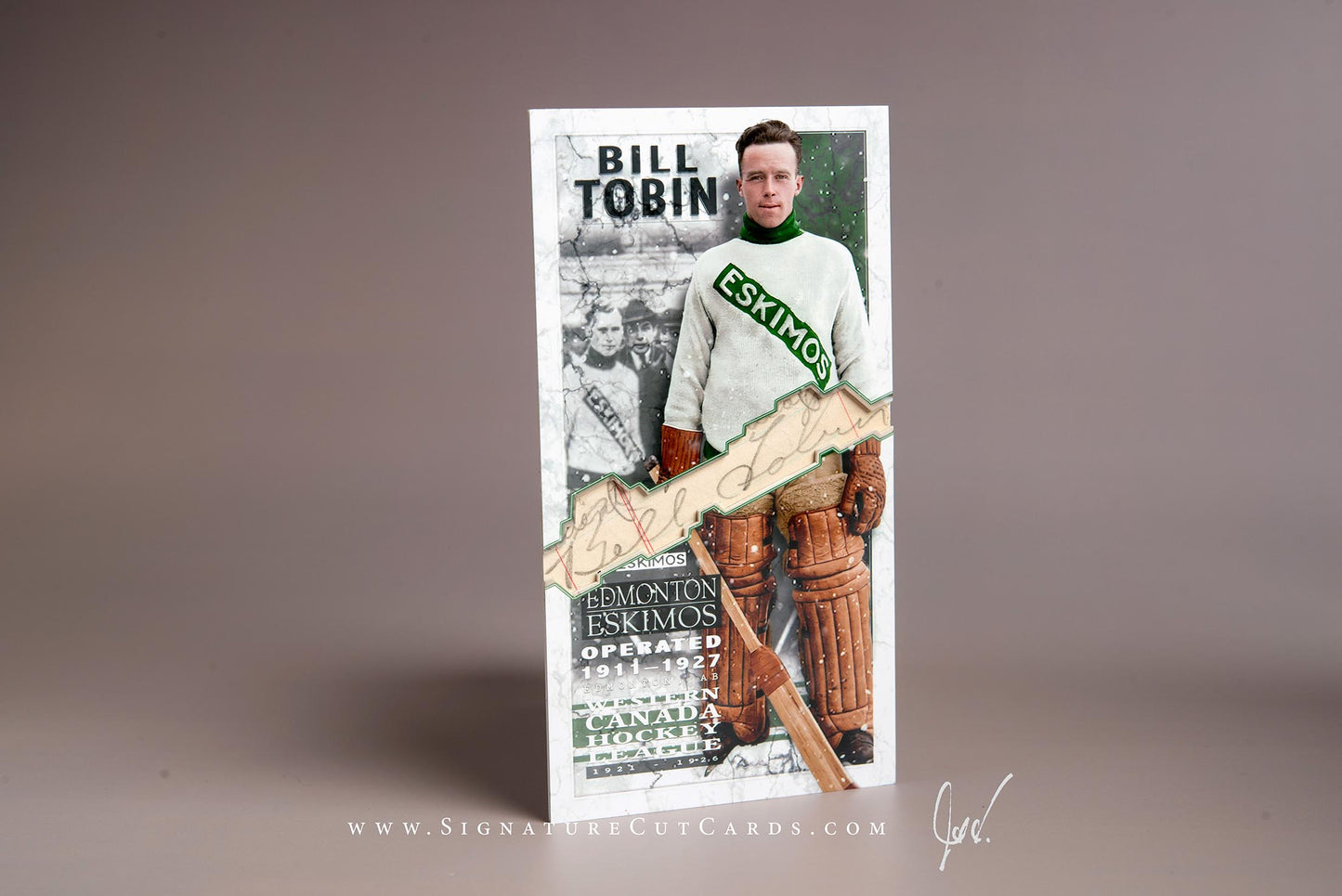 Bill Tobin Edmonton Eskimos Signature Cut Tallboy Card Autograph