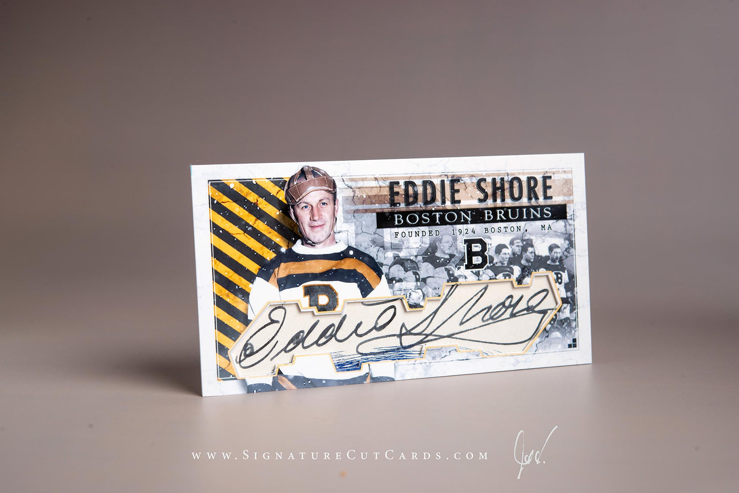 Eddie Shore Boston Bruins Signature Cut Tallboy Card Autograph