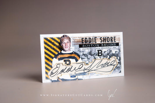 Eddie Shore Boston Bruins Signature Cut Tallboy Card Autograph