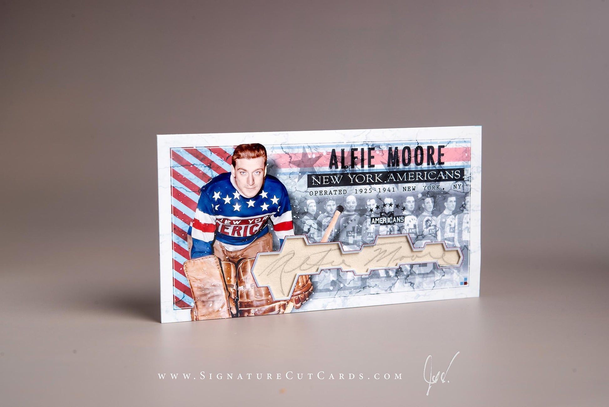 Alfie Moore New York Americans Signature Cut Tallboy Card Autograph