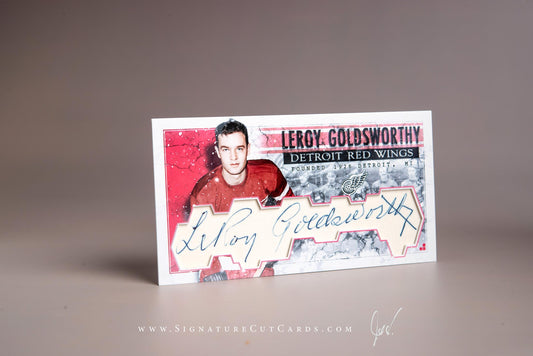 LeRoy Goldsworthy Detroit Red Wings Signature Cut Tallboy Card Autograph