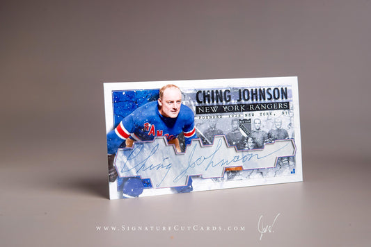 Ching Johnson New York Rangers Signature Cut Tallboy Card Autograph