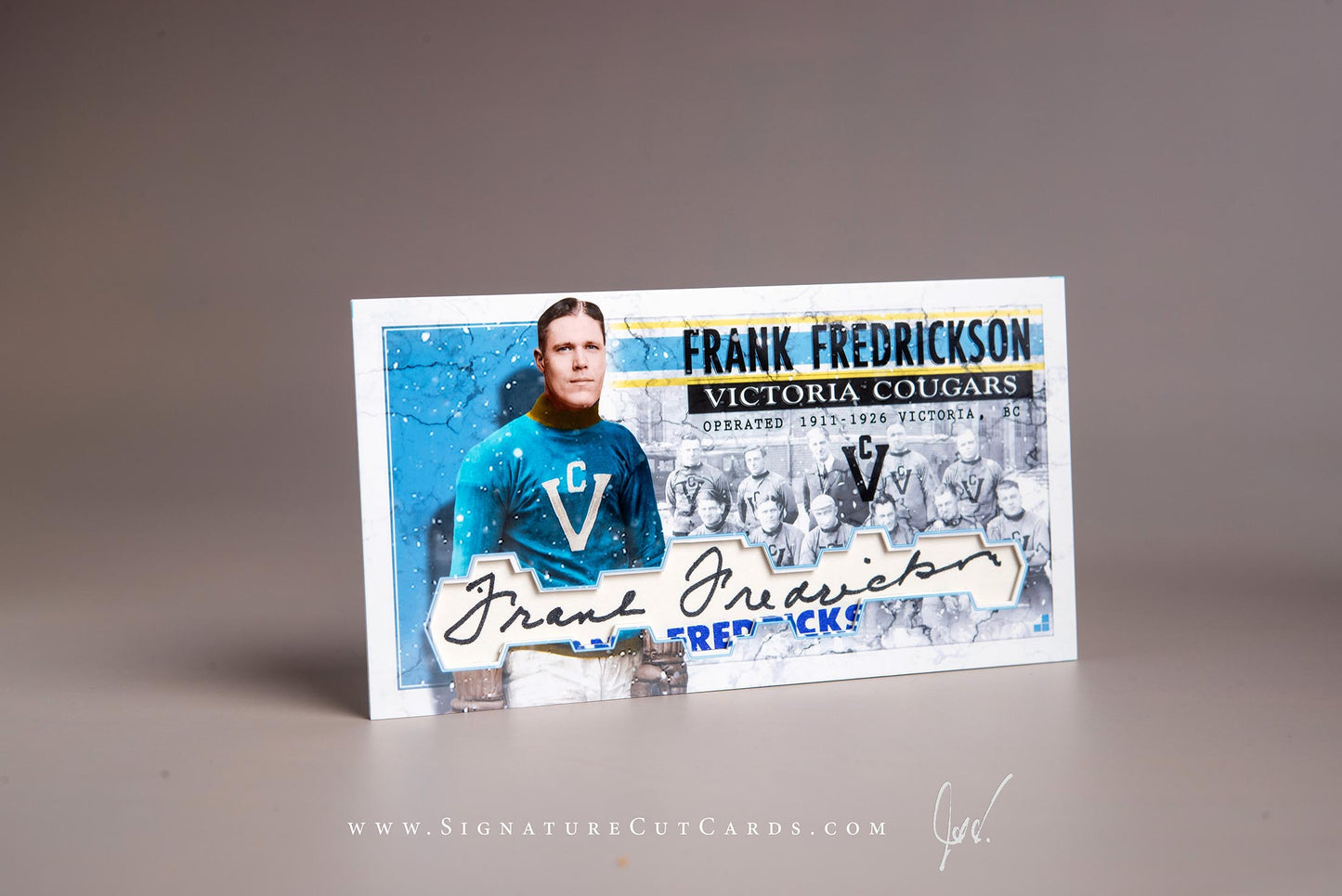 Frank Fredrickson Victoria Cougars Signature Cut Tallboy Card Autograph
