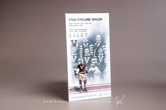 Fred Cyclone Taylor Vancouver Milionaires Signature Cut Tallboy Card Back
