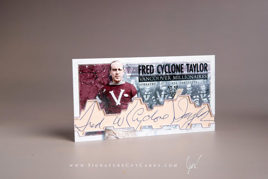 Fred Cyclone Taylor Vancouver Milionaires Signature Cut Tallboy Card Autograph
