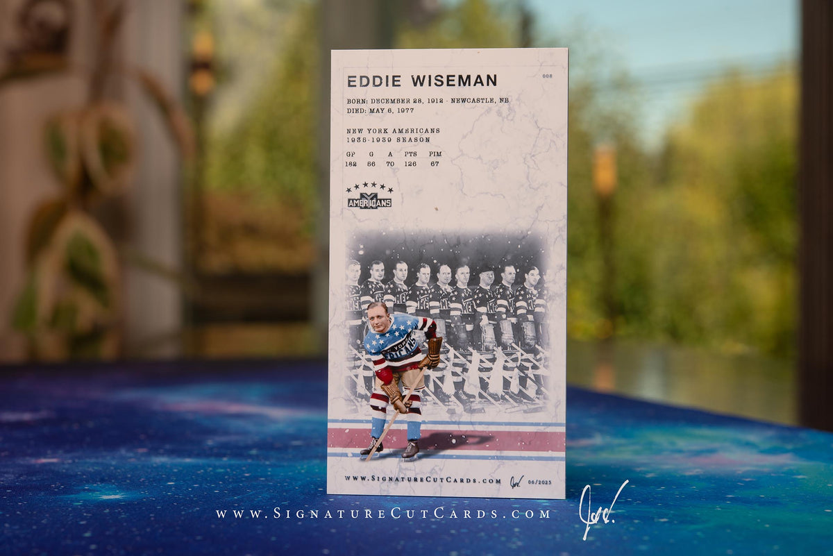 Eddie Wiseman New York Americans Signature Cut Card Back