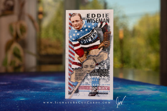 Eddie Wiseman New York Americans PrePre-Original 6 Tallboy Signature Cut Card