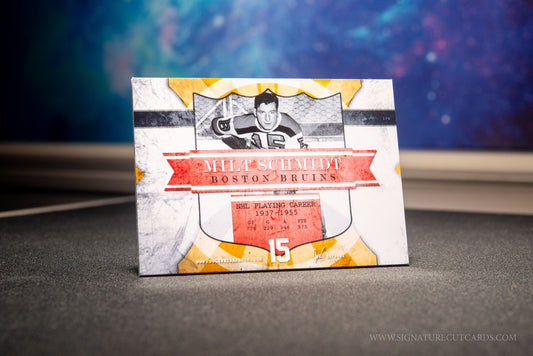 Milt Schmidt Boston Bruins Signature Cut Card Back