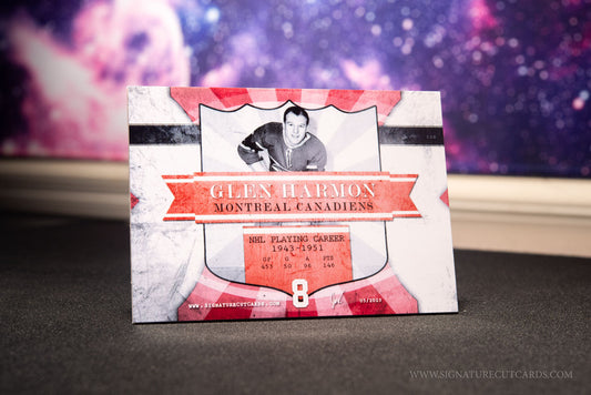 Glen Harmon Montreal Canadiens Signature Cut Card Back