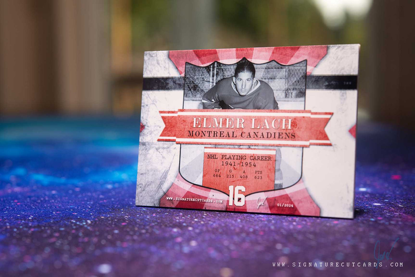 Elmer Lach Montreal Canadiens Vintage Signature Cut Card