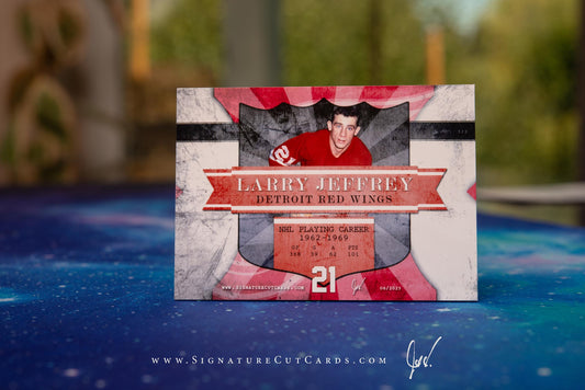 Larry Jeffrey Detroit Red Wings Signature Cut Card Back