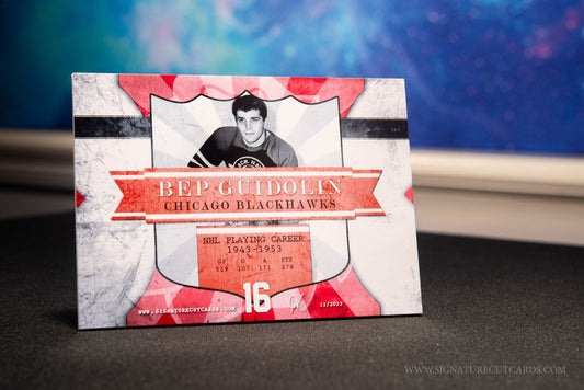 Bep Guidolin Chicago Blackhawks Signature Cut Card Back