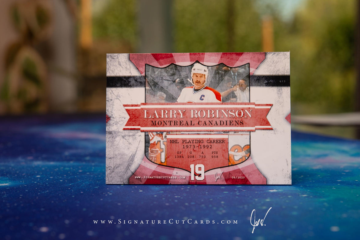 Larry Robinson Montreal Canadiens Signature Cut Card Back