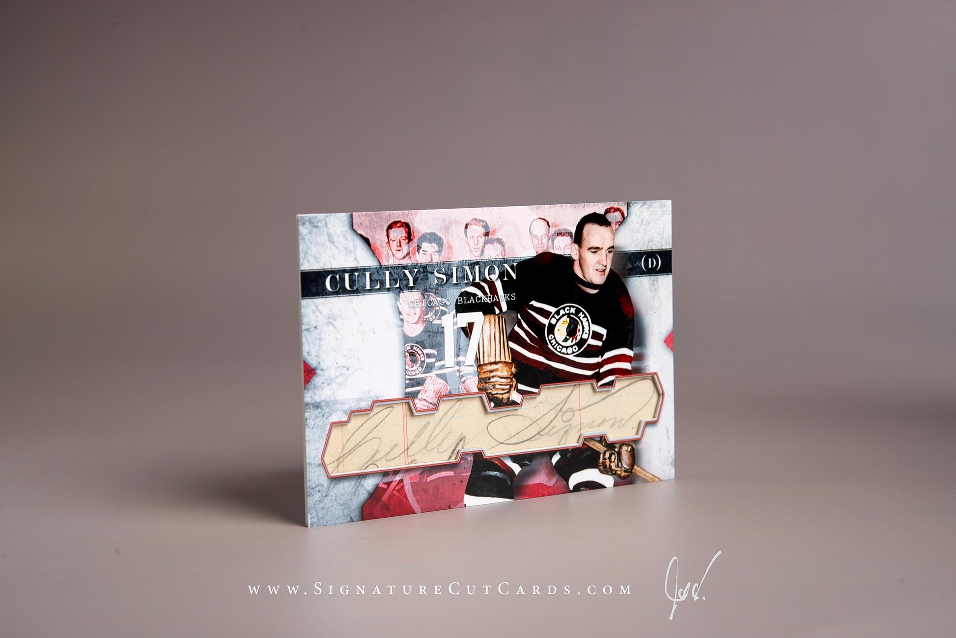 Cully Simon Chicago Blackhawks Signature Cut Card Autograph