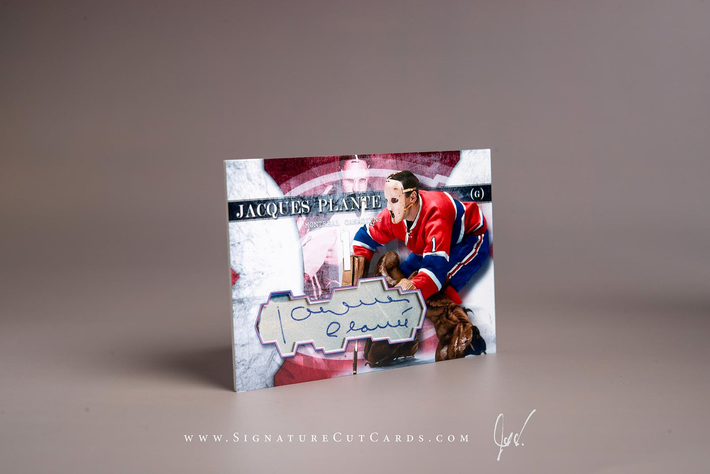 Jacque Plante Montreal Canadiens Signature Cut Card Autograph