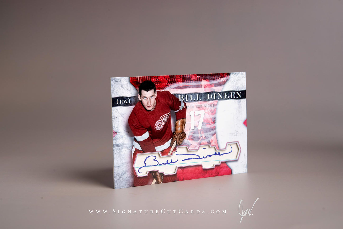 Bill Dineen Detroit Red Wings Signature Cut Card Autograph