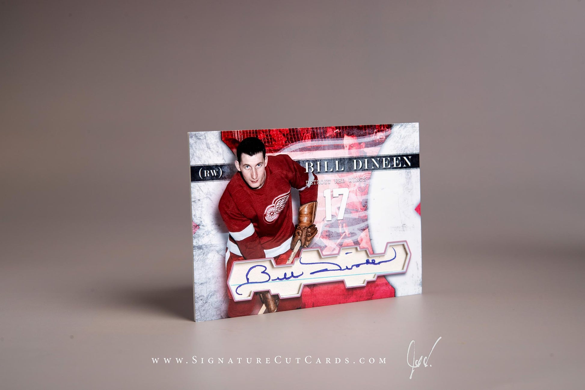 Bill Dineen Detroit Red Wings Signature Cut Card Autograph