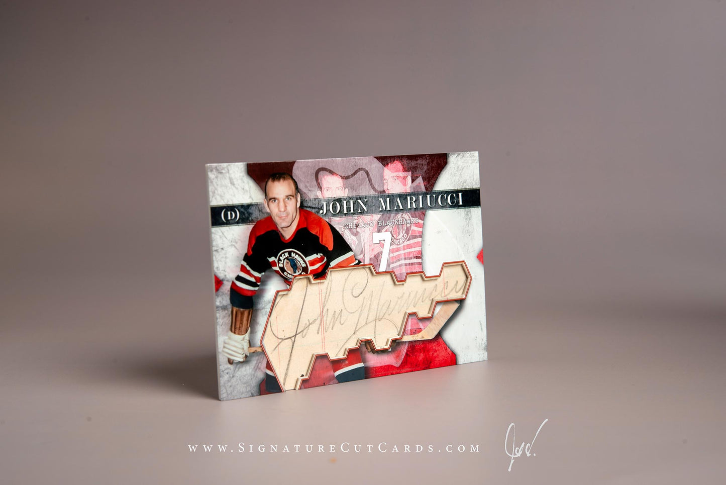 John Mariucci Chicago Blackhawks Signature Cut Card Autograph