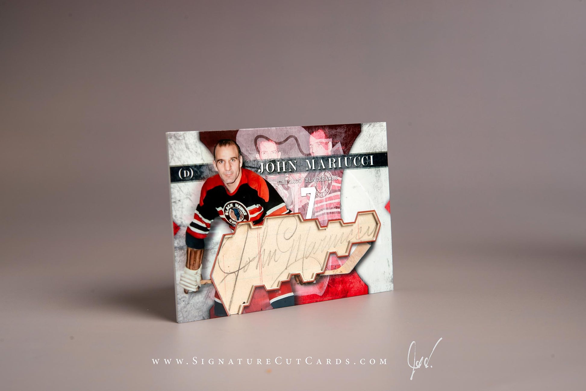 John Mariucci Chicago Blackhawks Signature Cut Card Autograph