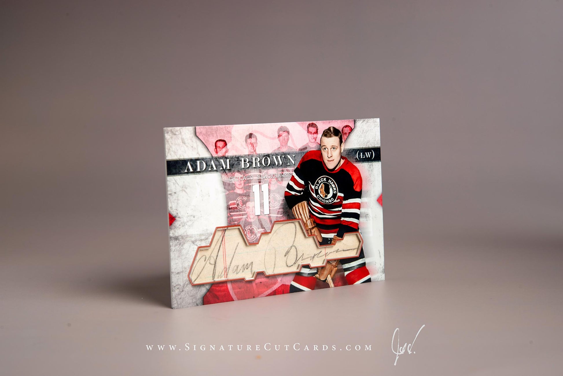 Adam Brown Chicago Blackhawks Signature Cut Card Autograph