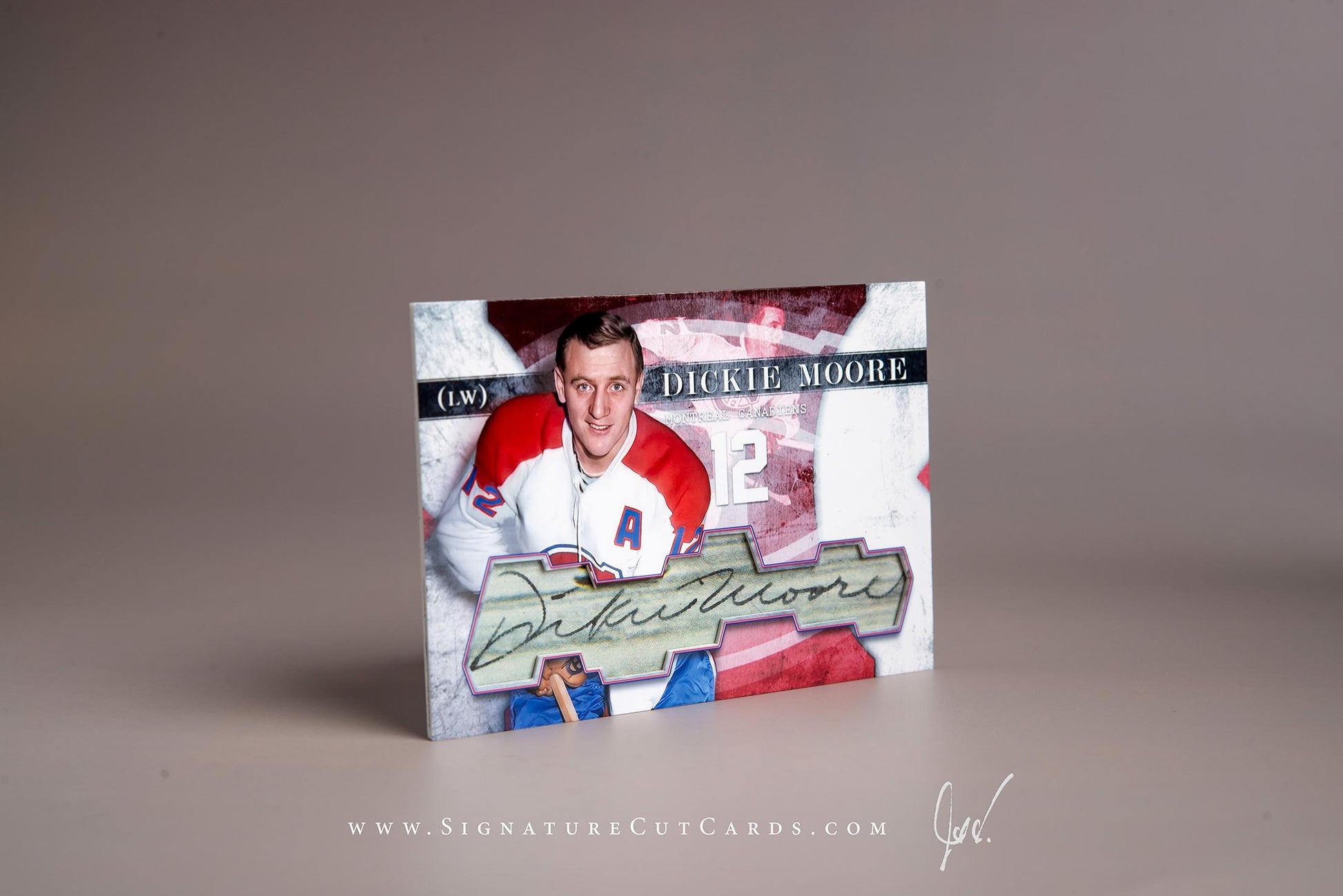 Dickie Moore Montreal Canadiens Signature Cut Card Autograph