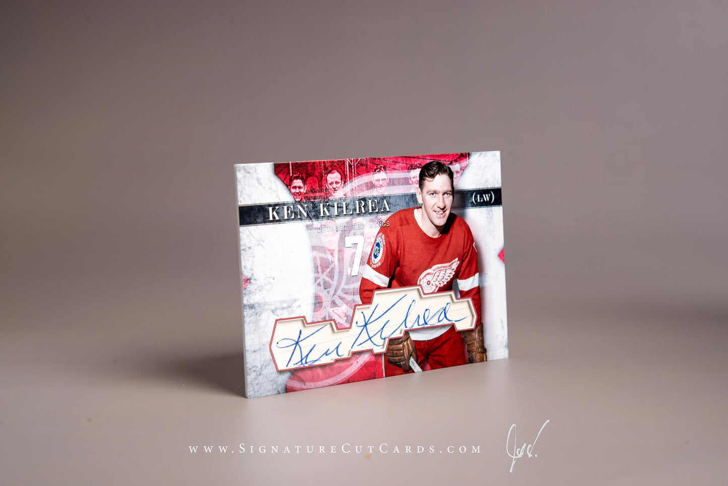 Ken Kilrea Detroit Red Wings Signature Cut Card Autograph
