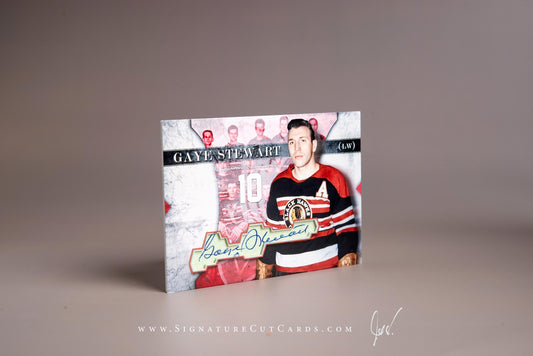 Gaye Stewart Chicago Blackhawks Signature Cut Card Autograph