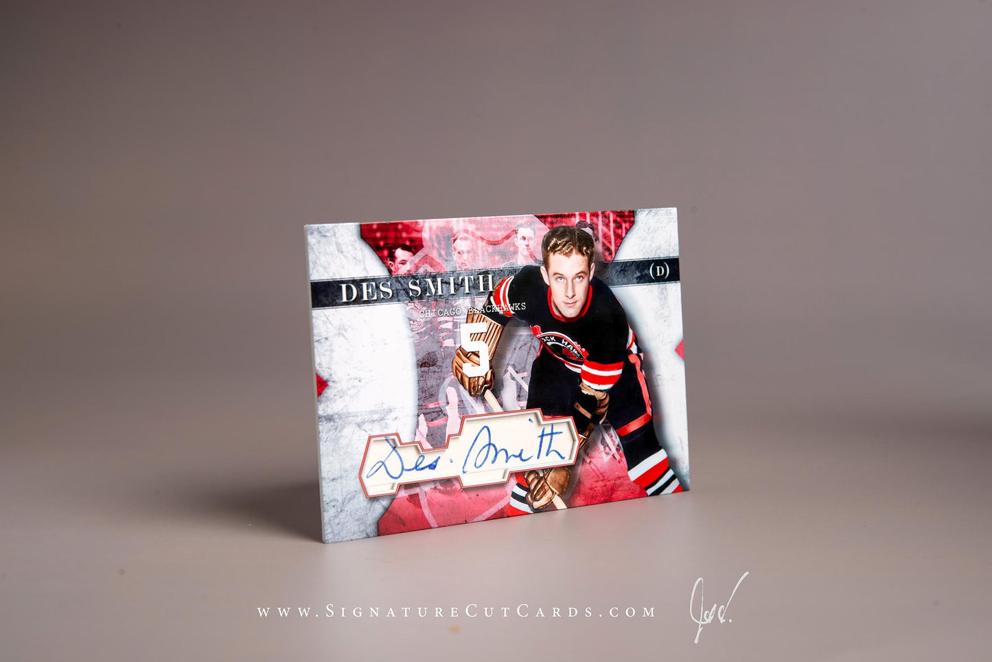 Des Smith Chicago Blackhawks Signature Cut Card Autograph