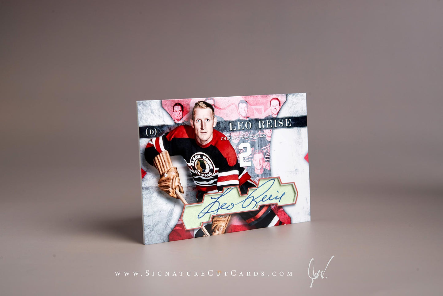 Leo Reise Chicago Blackhawks Signature Cut Card Autograph