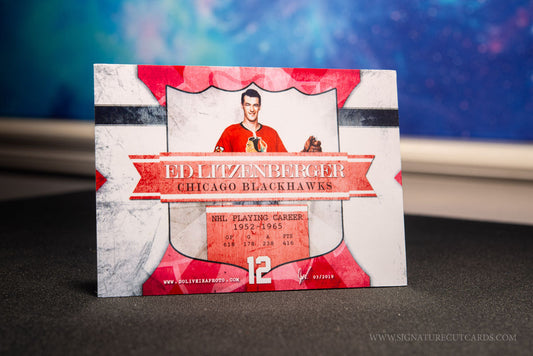 Ed Litzenberger Chicago Blackhawks Signature Cut Card Back
