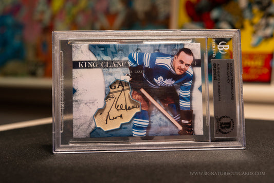 King Clancy Toronto Maple Leafs Vintage Signature Cut Card Slabbed by Beckett