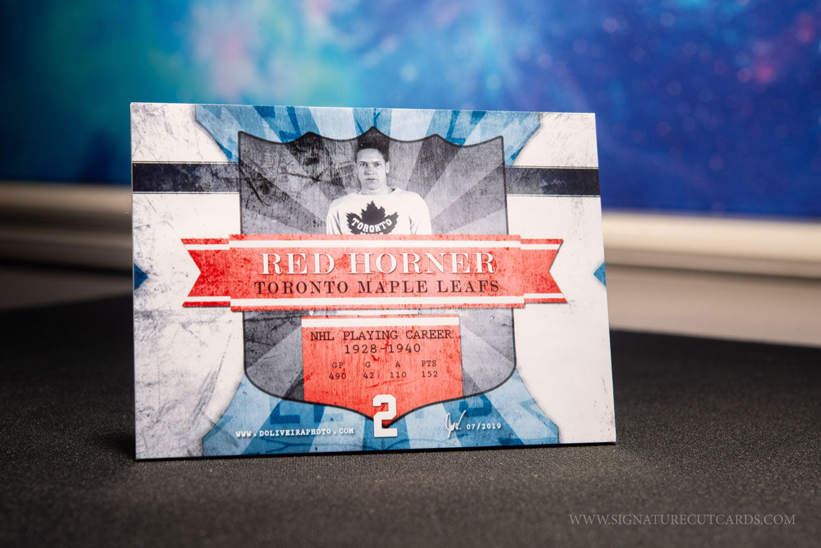 Red Horner Toronto Maple Leafs Signature Cut Card Back