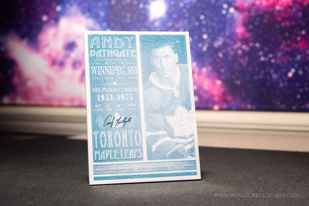 Andy Bathgate Toronto Maple Leafs Signature Cut Card Back
