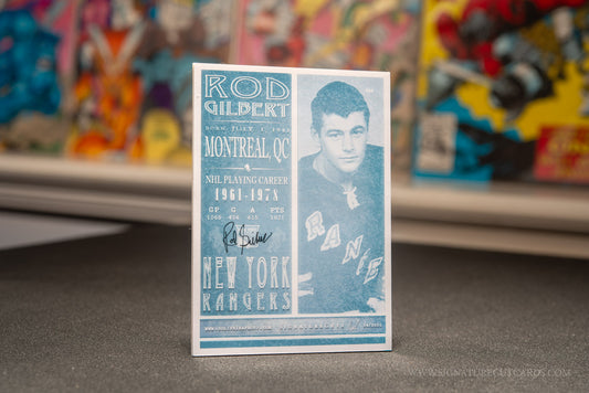 Rod Gilbert New York Rangers Signature Cut Card Back