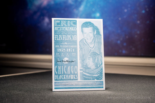 Eric Nesterenko Chicago Blackhawks Signature Cut Card Back